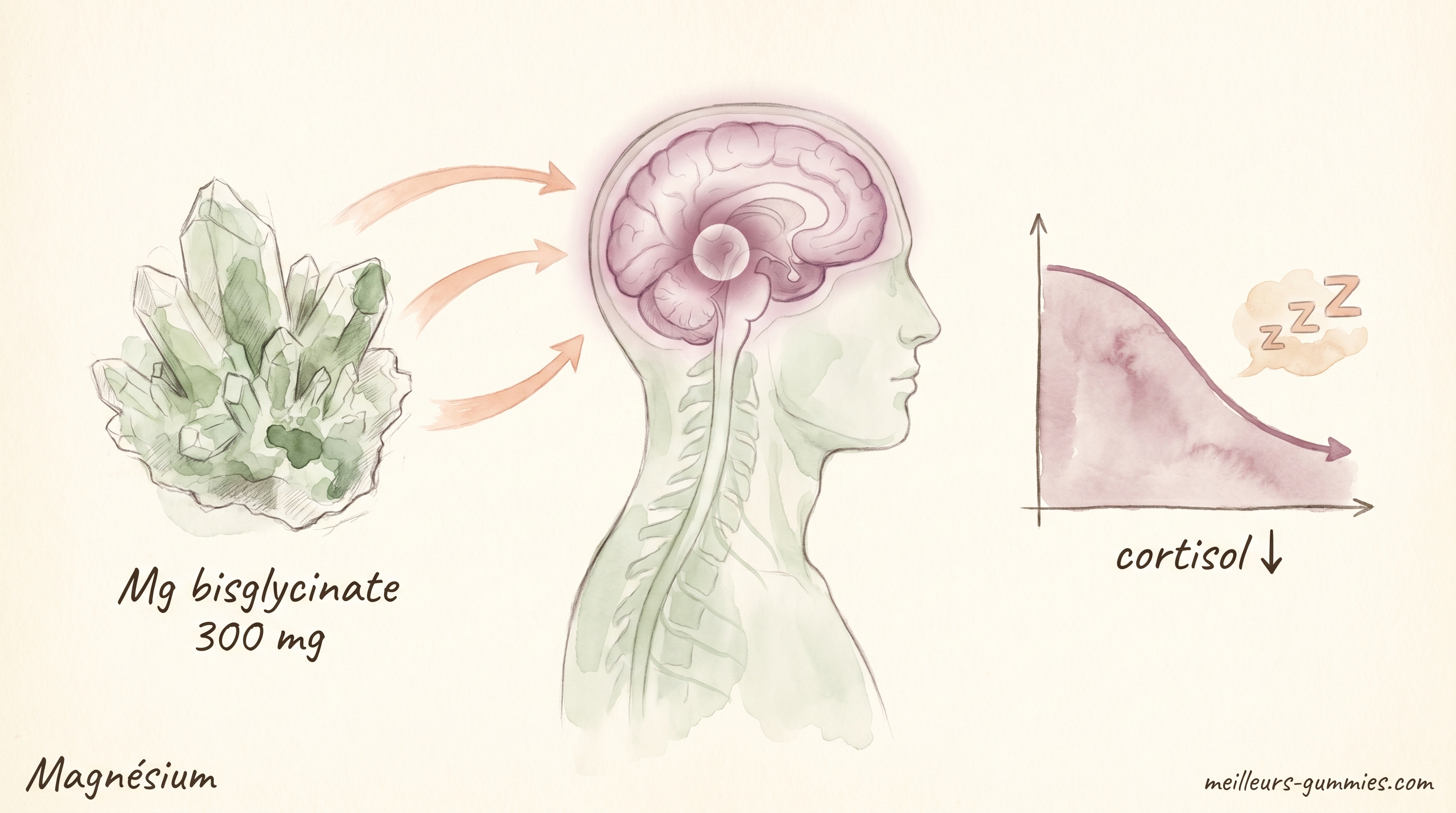 Schéma du mécanisme d'action de Magnésium